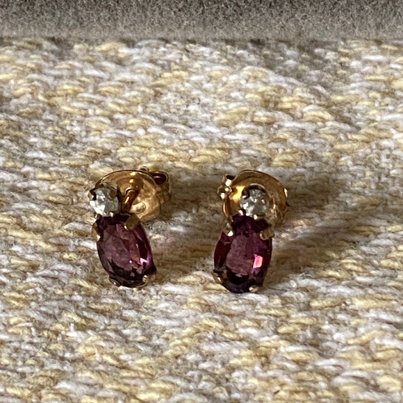 Tru-Kay I February Birthstone Earrings I 14KT GF - Picture 8 of 13